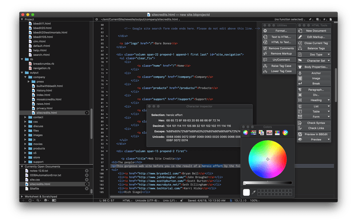 Project window with dark color scheme