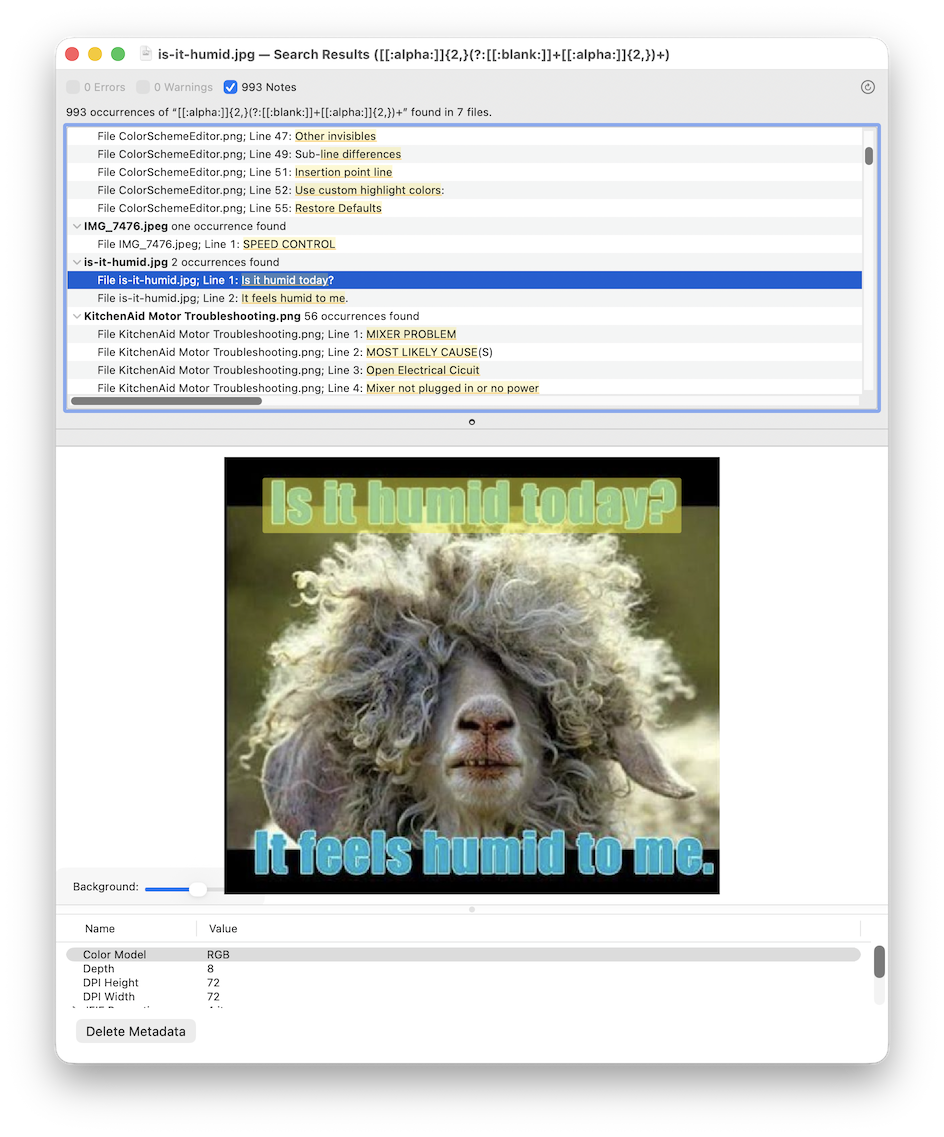 Reduced-size image text search results