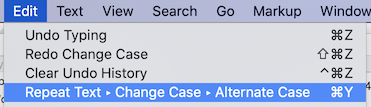 Reduced-size Edit menu, showing the Repeat Last command
